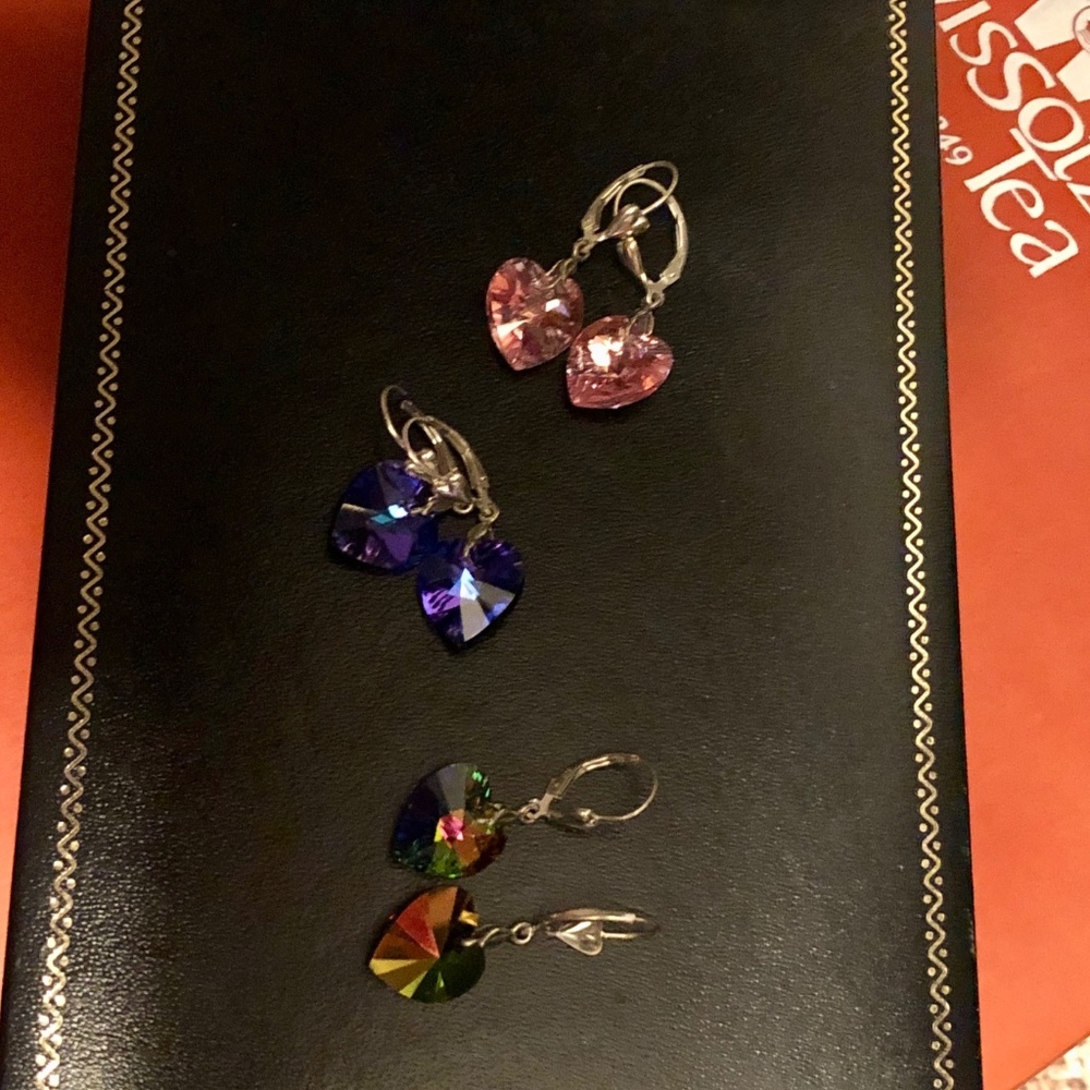 Crystal Drop Heart Earrings